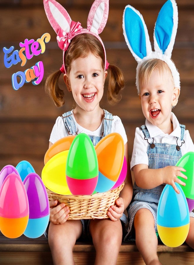 Haconba 12 Pack 6 Inch Jumbo Fillable Easter Eggs - Giant Bright Plastic for Decoration, Hunt, Theme Party Supplies, 6 Colors - Image 3
